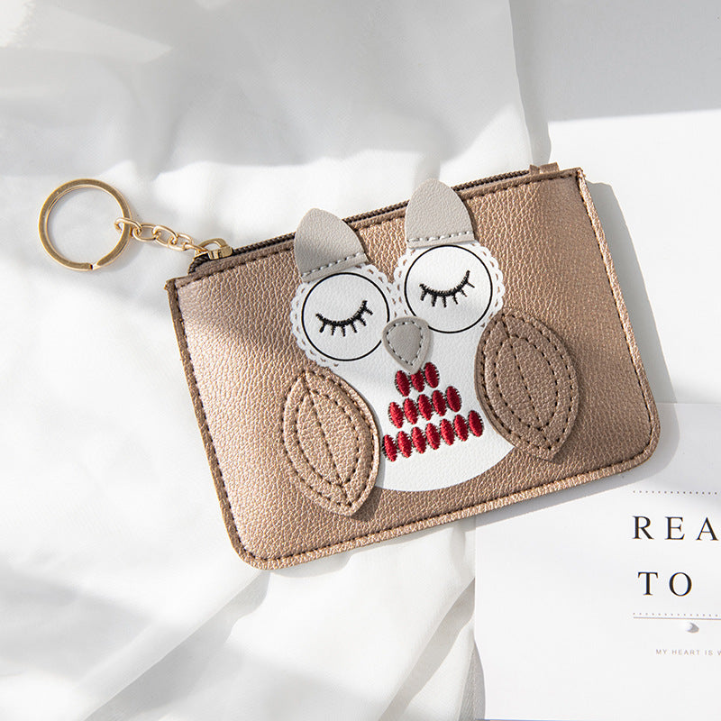 Wholesale PU Owl Thin Multifunctional Coin Purse Keychain